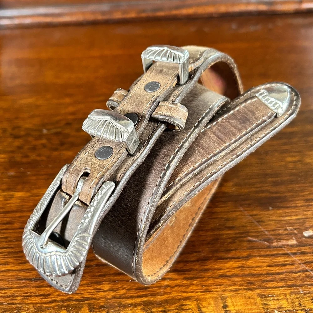 DDD/ 3-D Belt Brown Leather Western Ranger Buckle Set Size 26 - MINT Womens
